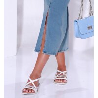 Denim skirt with strass, blue bleached