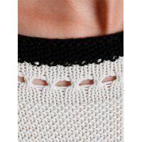 3/4 Arm-Pullover m. Lochmuster, weiß-schwarz