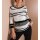 3/4 Arm-Pullover m. Lochmuster, weiß-schwarz