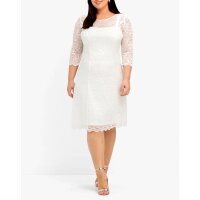 Lace dress with wavey hem, ecru