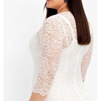 Lace dress with wavey hem, ecru