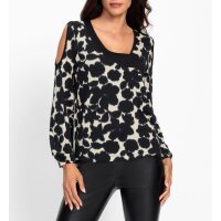Cut-outs-Jersey-Stretchshirt, schwarz-champagner