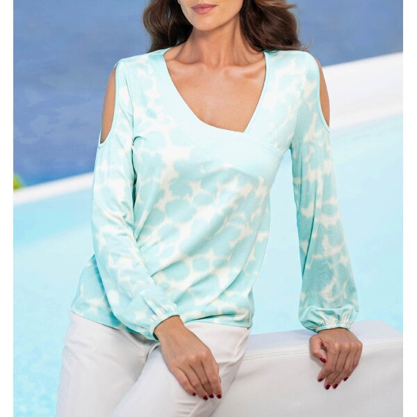 Cut-outs-Jersey-Stretchshirt, mint-champagner