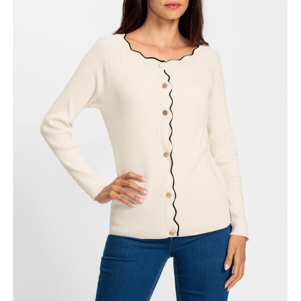 Strickjacke mit Wellenkante, champagner
