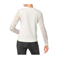 Bluza z koronkowymi rękawami, kremowo-wielokolorowa