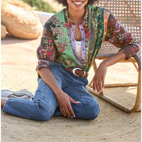Print blouse in patch look, strawberry-reed
