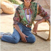 Druckbluse in Patch-Optik, erdbeere-schilf