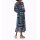 Wickel-Chiffonkleid m. Volants, marine-ocker