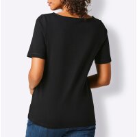 Pima-Baumwolle-Stretchshirt m. Strass, schwarz