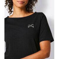 Pima-Baumwolle-Stretchshirt m. Strass, schwarz