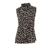 Satin-Blusentop, taupe-schwarz