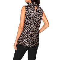 Satin-Blusentop, taupe-schwarz