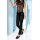 Satin-Blusentop, taupe-schwarz
