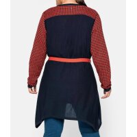 Long cardigan with belt, dark blue / coral