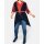 Long cardigan with belt, dark blue / coral