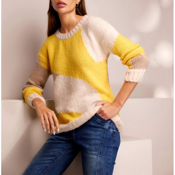 Colour block sweater, yellow-champagne