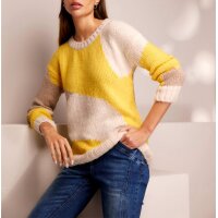 Colour-Blocking-Pullover, sonnengelb-champagner