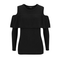 Volant-Pullover, schwarz