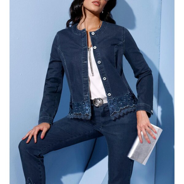 Jeansblazer m. Stickerei, blue-stone-washed