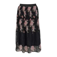 Pleat skirt with lace, black-multicolour