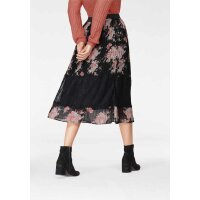 Pleat skirt with lace, black-multicolour