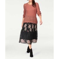 Pleat skirt with lace, black-multicolour