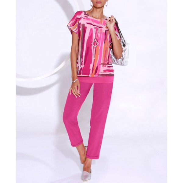 High-Waist-Stretchhose, fuchsia
