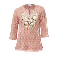 Designer-Bluse m. Pailletten, bunt