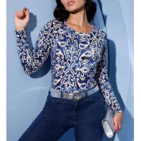 Print sweater, ecru-navy