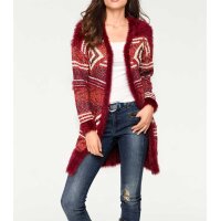 Cardigan, bordeaux-red-white