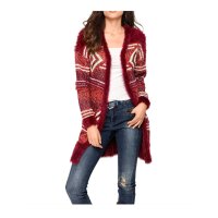 Cardigan, bordeaux-red-white