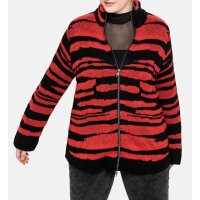 Jacquard-Muster-Cardigan, schwarz-rot