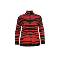 Jacquard-Muster-Cardigan, schwarz-rot