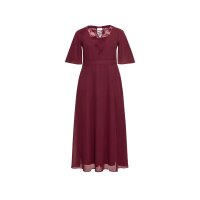 Maxi evening gown with lace insert, wine red