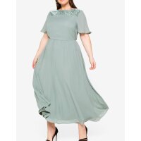 Chiffon-Abendkleid m.Pailletten-Einsatz, eukalyptus