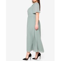 Chiffon-Abendkleid m.Pailletten-Einsatz, eukalyptus