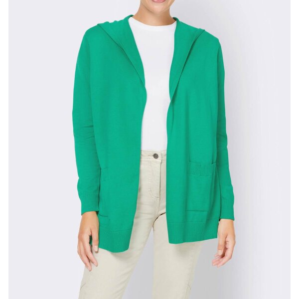 Feinstrickjacke m. Kapuze, grün