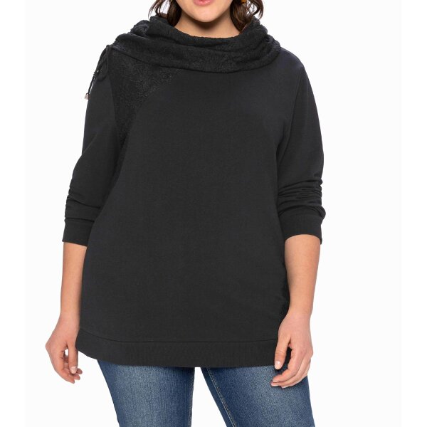 Brand sweatshirt with lace inserts, black