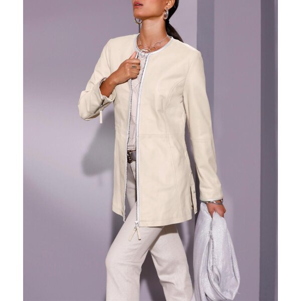 Lammnappa-Lederblazer, sand m. Metallic-Details