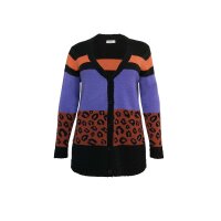 Cardigan m.Blockstreifen und Leopardenmuster, bunt