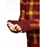 Sweter ze stójką i wzorem w kratkę, bordowy