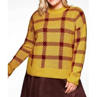 Sweater with checked pattern, mustard yellow