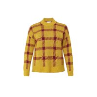 Sweater with checked pattern, mustard yellow
