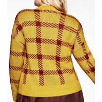 Stehkragenpullover m. Karomuster, senfgelb