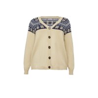 Strickjacke mit Norwegermuster, natur-blau