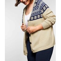 Strickjacke mit Norwegermuster, natur-blau