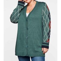 Strickjacke m. Rautenmuster, opalgrün