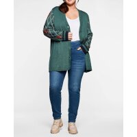 Strickjacke m. Rautenmuster, opalgrün