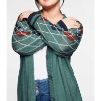Strickjacke m. Rautenmuster, opalgrün