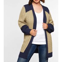 Cardigan with cable knit pattern, dark purple/ camel